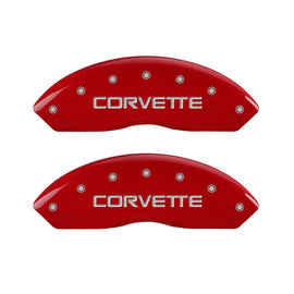 MGP 4 Caliper Covers Gloss Red Engraved with Corvette C4 (Full Kit 4 Pieces)